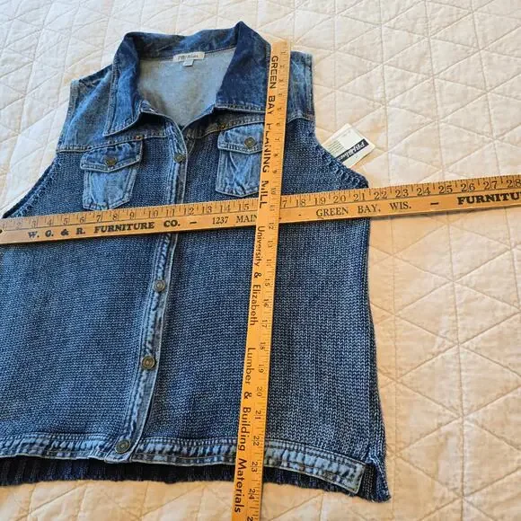 PBJ Blues Denim Sweater Vest Women's XL Indigo Casual Festival Coastal Summer - Picture 8 of 13